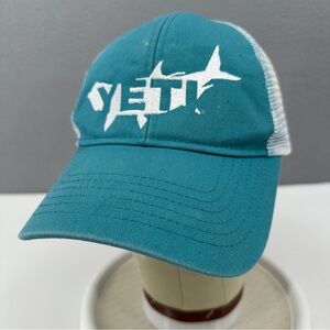 Yeti Cooler Trucker Hat Cap Tarpon Fishing Adjustable Snapback Teal Blue White